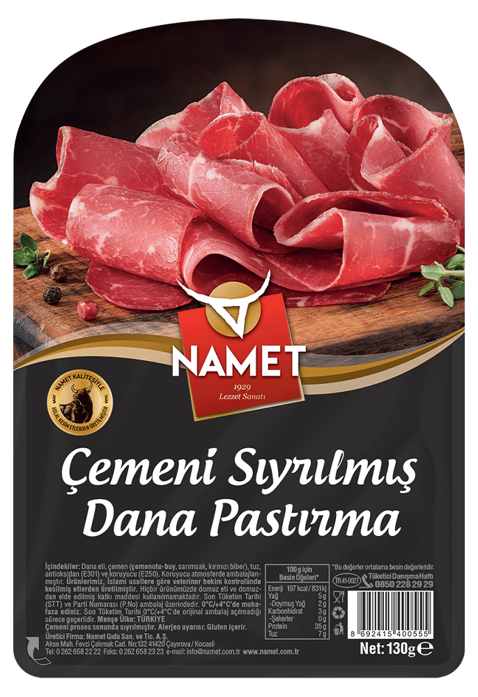 Çemeni Sıyrılmış Dana Pastırma